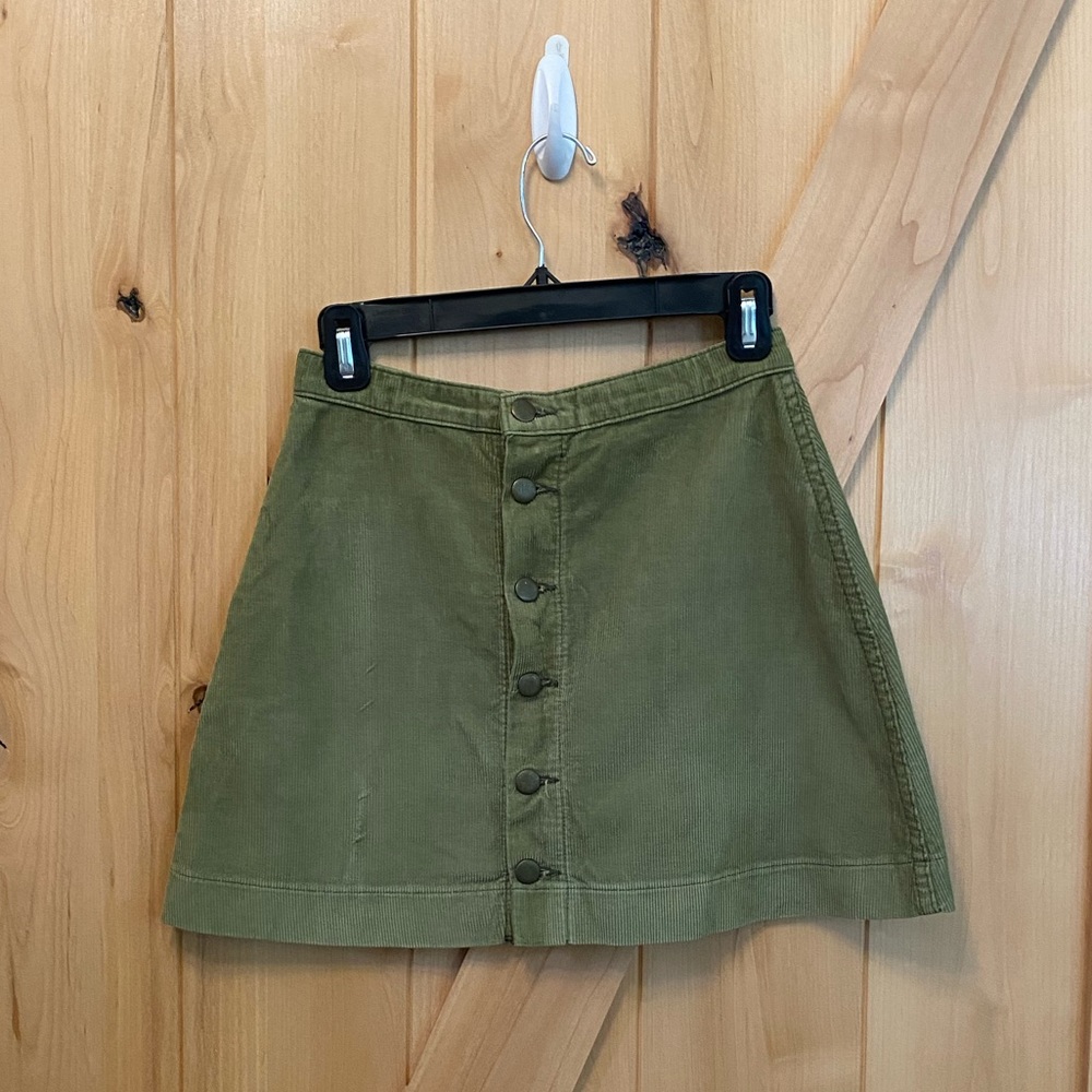 American apparel corduroy green mini skirt size 2